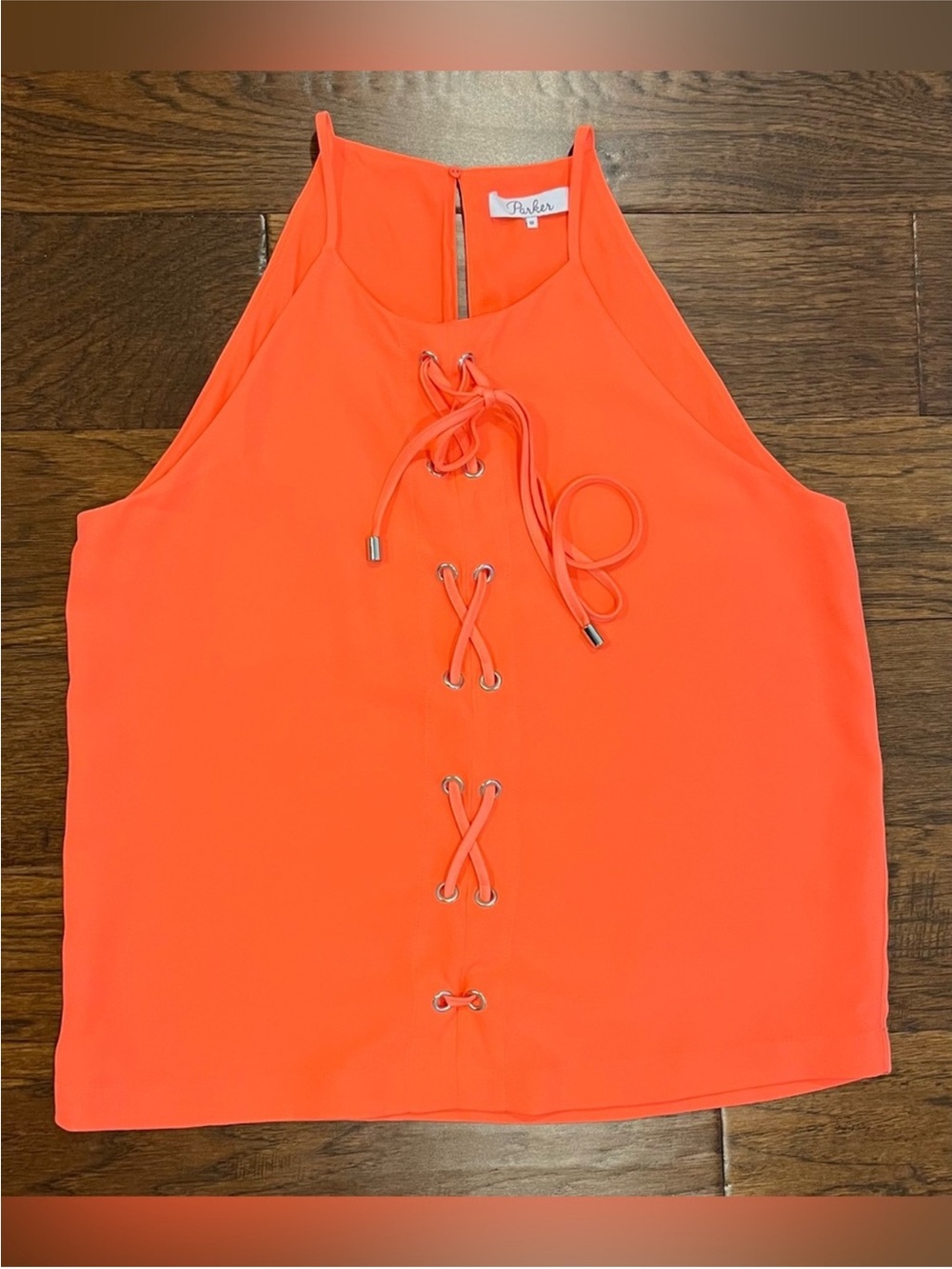PARKER Estella neon orange sleeveless top sz L, EUC!